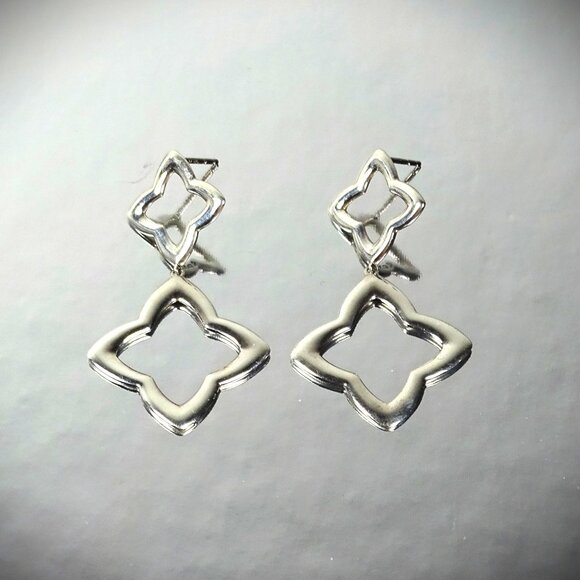 DAVID YURMAN Sterling Silver Double Quatrefoil Dangle Earrings